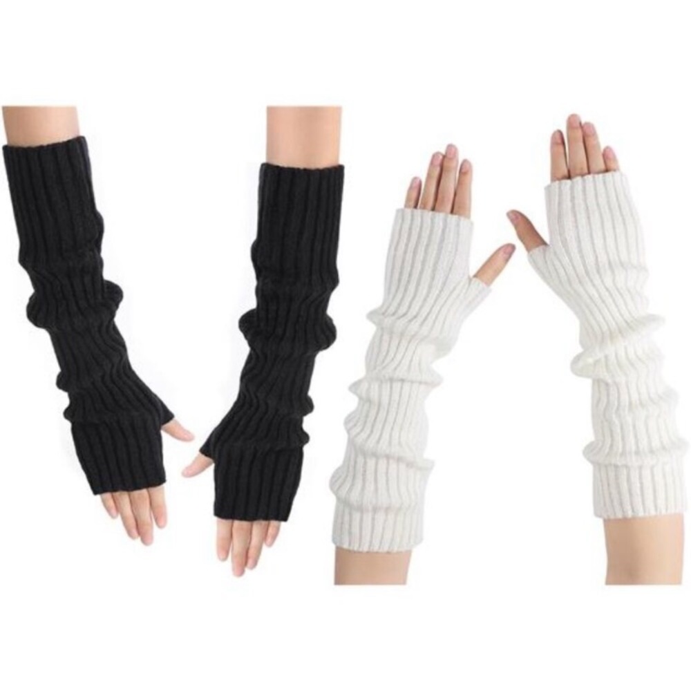 2 Arm Warmers, Women's Winter Long Fingerless Gloves Knit Mitten